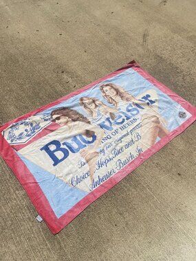 Vintage Budweiser Girls on a Beach Towel 80s RARE Anheuser Busch Beer